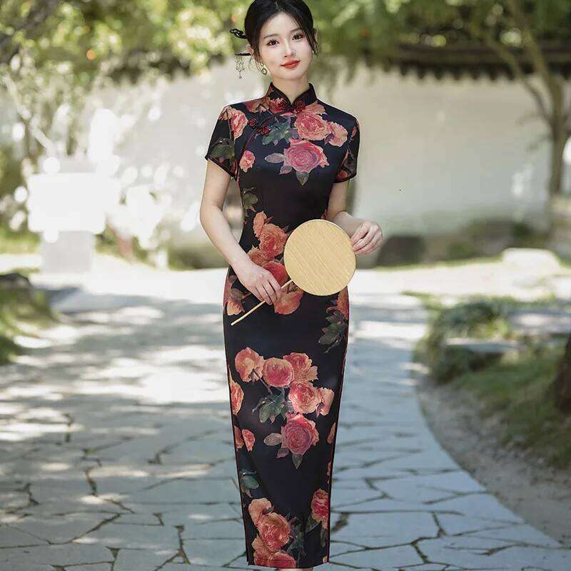 Cheongsam Dresses 5Xl 4Xl Chinese Summer Hot Innovative Long Elegant Modern Femme Clothes Women Big Plus Size Floral Style Qipao MAKOUFEI