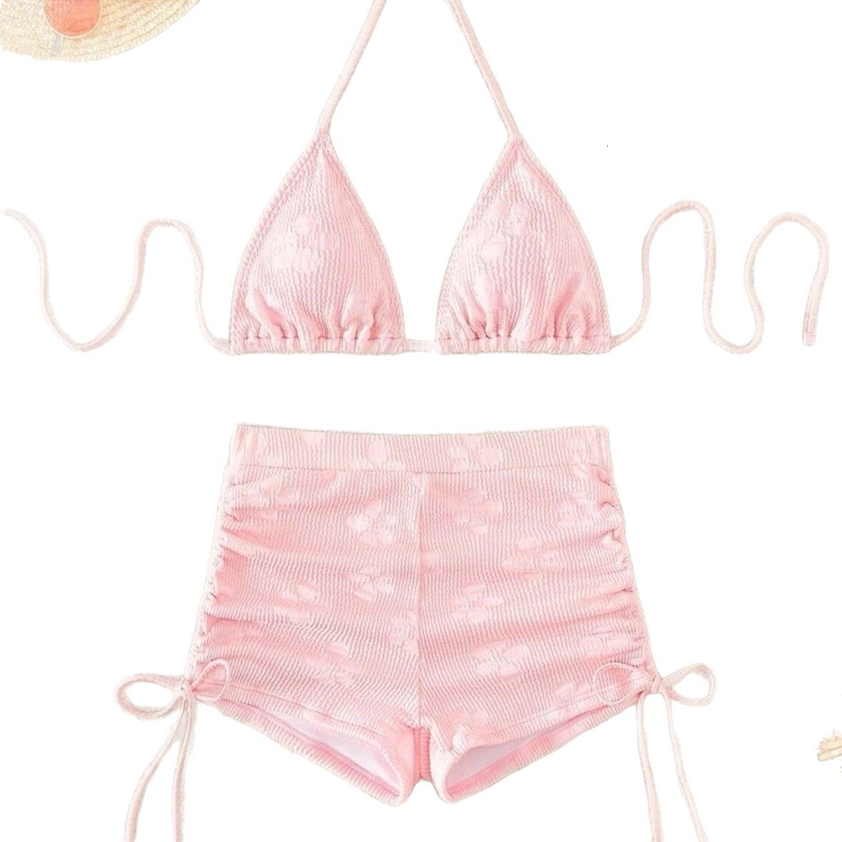 Free Shipping High Value 4 Piece Bikini Set for Women Abstract Print Swimsuit with Mesh Cover Up and Skirt