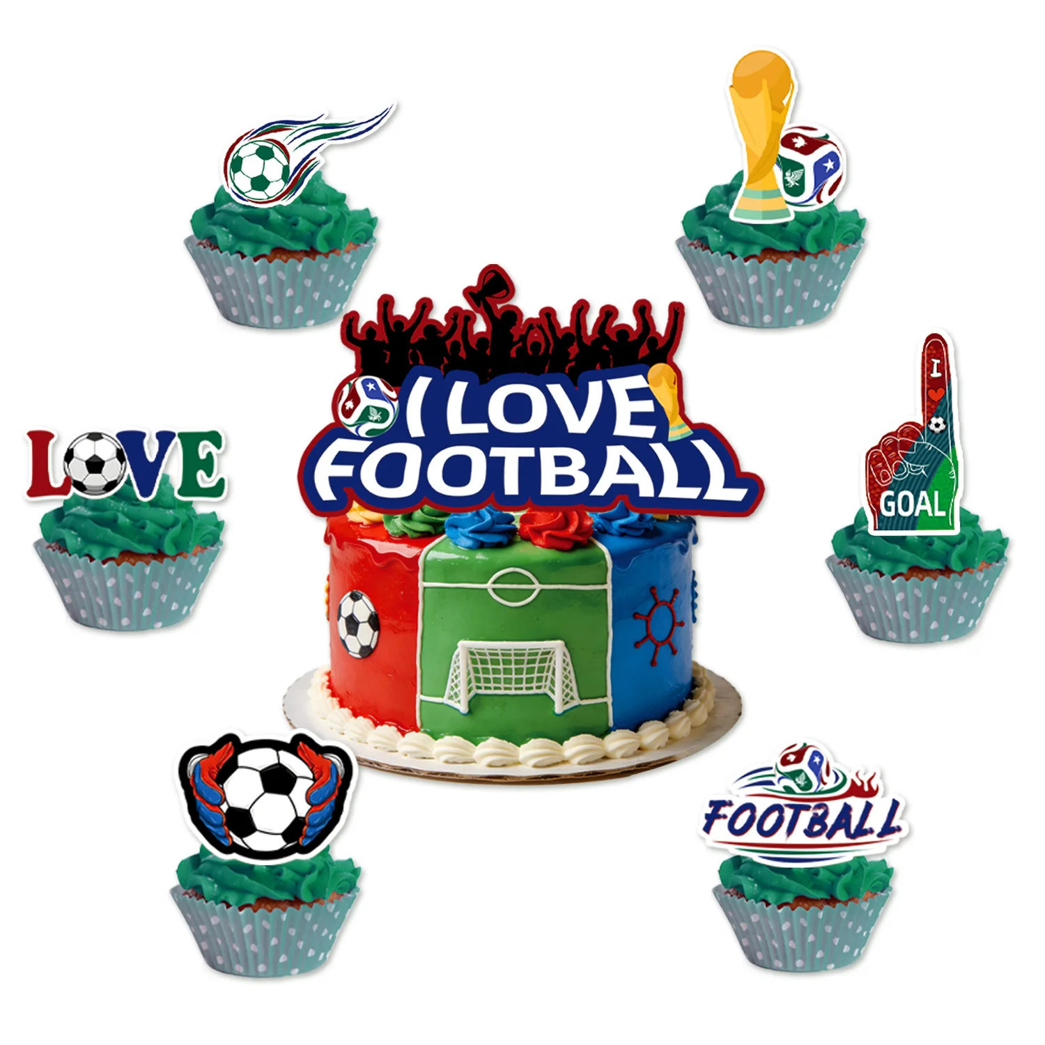 2026 Football Party Decoration Paper Dish Napkins Tablecloth Balloon Caketopper Backdrop Soccer Parties Prop Diy Decoration 260330