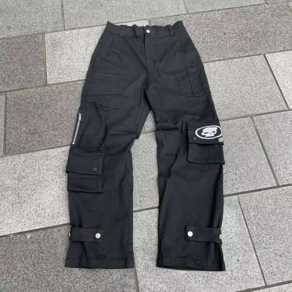 Y2K Jeans Mens Hip Hop Retro Skull Embroidery Washed Baggy Denim Pants New Straight Casual Loose Wide Leg Trouser Streetwear 26Y0330