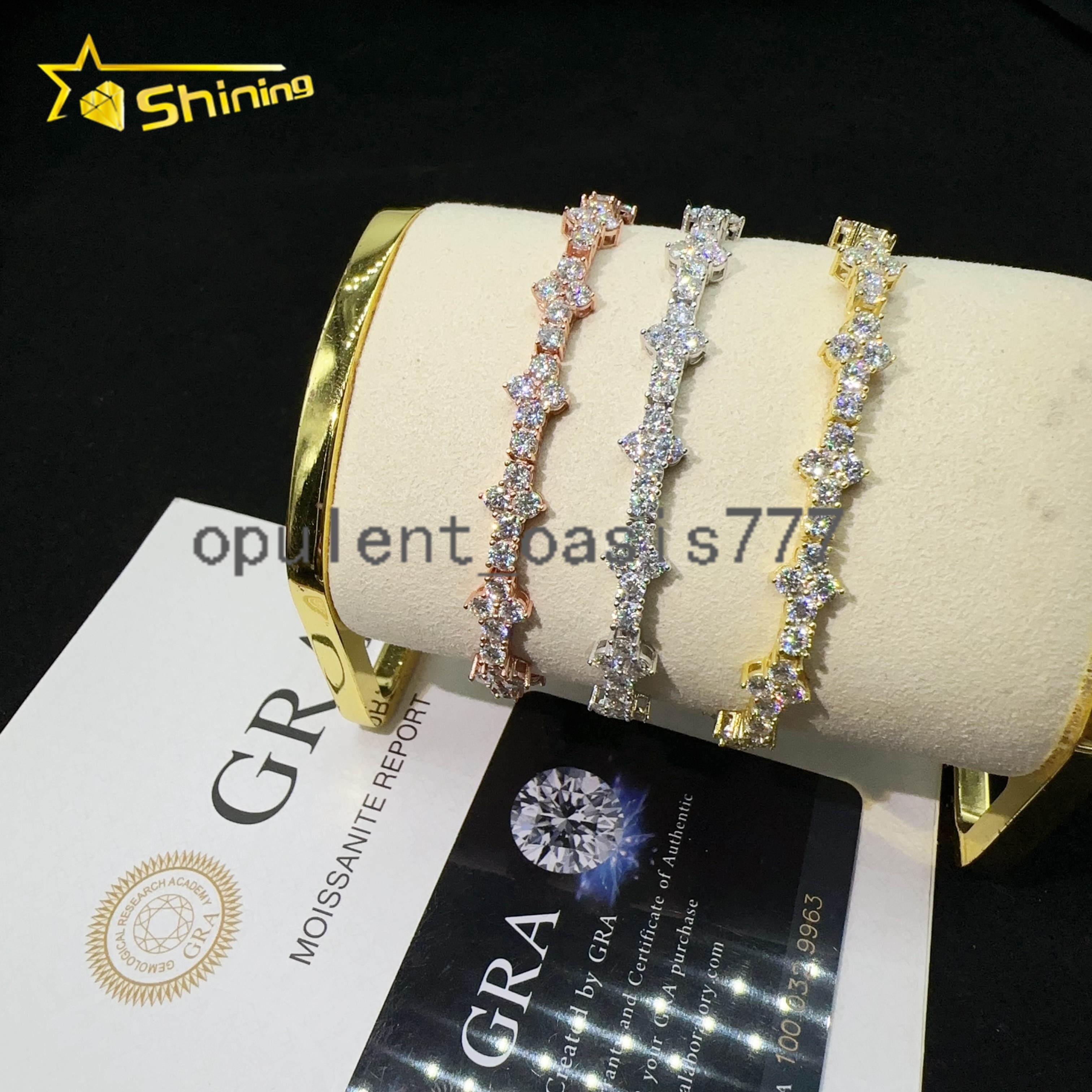 3mm Cross Bracelet Silver 925 Vvs Moissanite Hip Hop Iced Out Lab Diamond Fine Jewelry Tennis Chain Bracelet