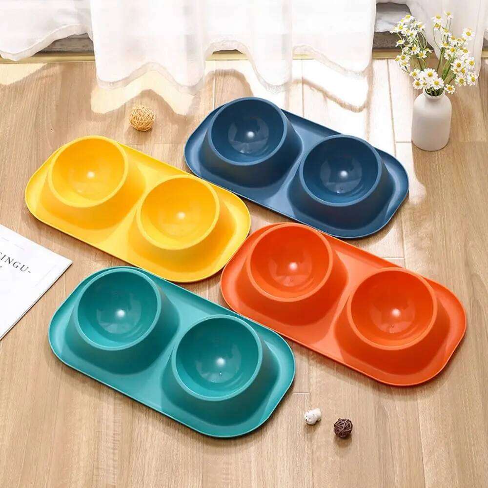 Stable Double Bowls Stainless Steel Elevated Dog Water Bowl Detachable Prevent Overflow Cat Food Container Pet Supplies 26W0330