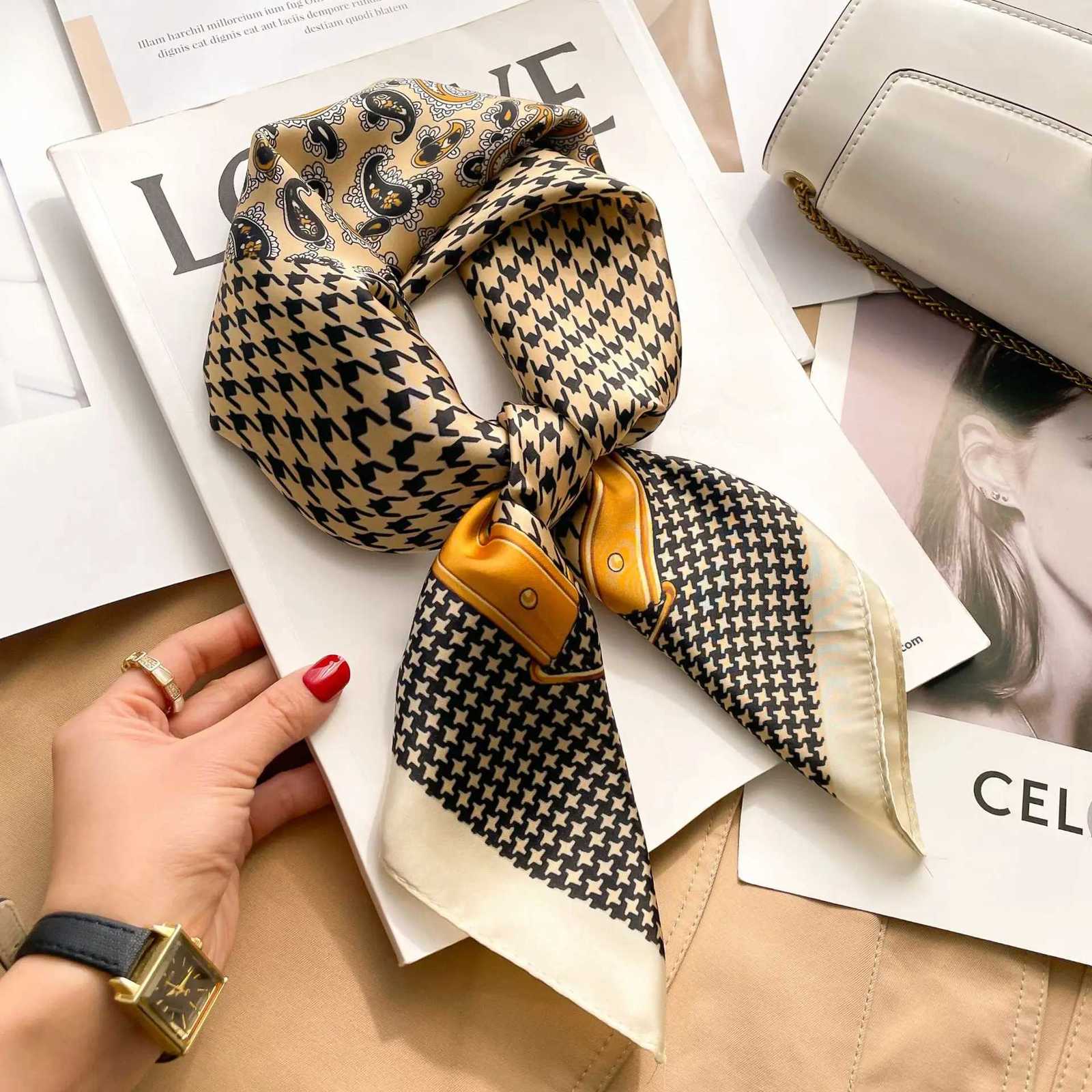 New Silk Scarf Neckerchief Womens Silk Square Scarf Purse Luxury Scarf for Women Silk Headscarf SJ01 Z260330