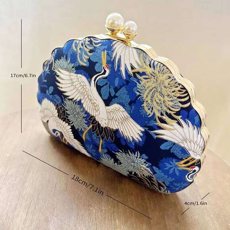 Chinese Embroidery Embroidery Women Evening Bag Wedding Shell Shaped Shoulder Handbags Mini Dinner Clutch Pearl Hasp Purse Drop Shipping