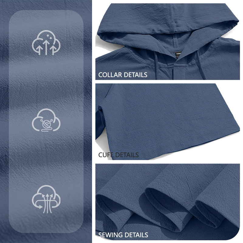 Designer t shirt mens tshirt High Quality MensT-Shirt Linen Henley Hooded T Shirt Short Sleeve Solid Color Casual Beach Wear Tee Men Clothing