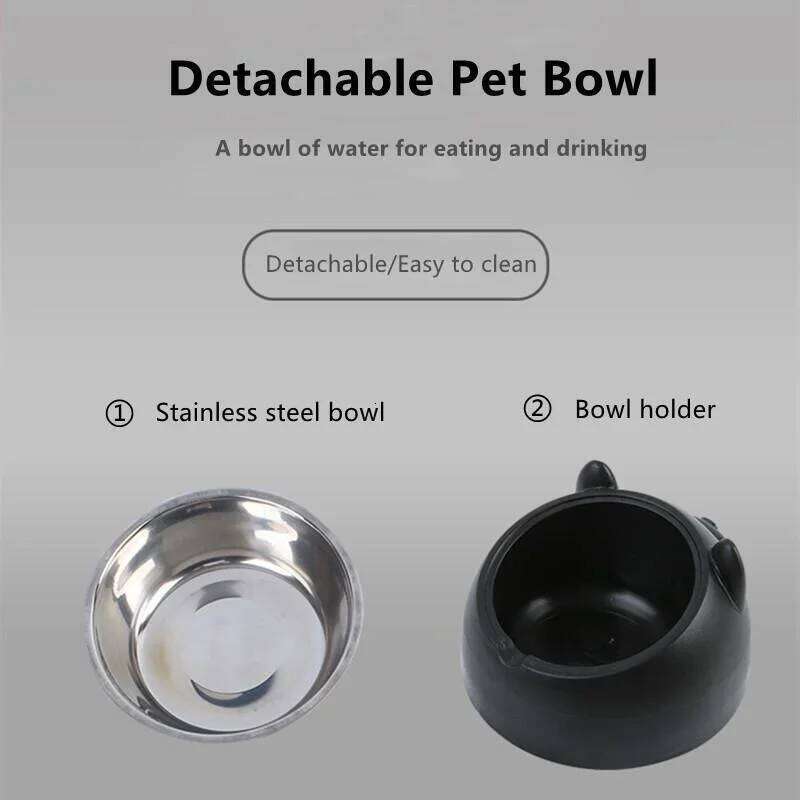 FGG Detachable Cute Cat And Dog Bowl Protection Cervical Vertebra 15 Degree Oblique Mouth Pet Stainless Steel Food Bowls 26W0330
