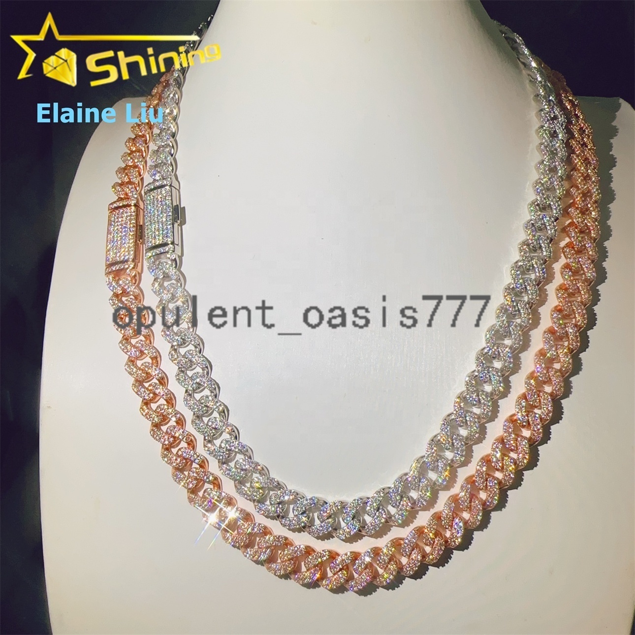 10MM Sterling Silver 925 VVS Moissanite Diamond Cuban Iced Out Fine Moissanite Hip Hop Jewelry Miami Cuban Link Chain Necklace