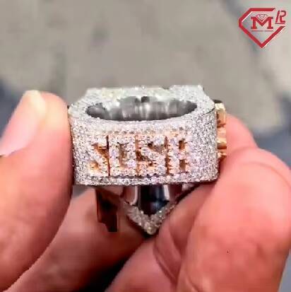 High Quality Moissanite Ring for Menluxury Baguette Cut House Shape Hip Hop Silver Iced Out Moissanite Ring