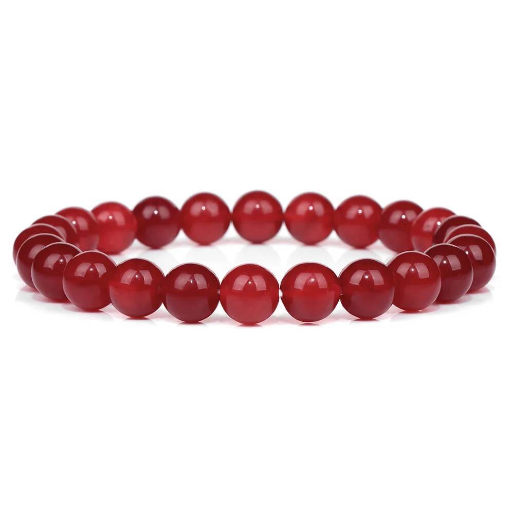 Red Natural Stone 8mm Beaded Bracelets Agates Turquois Tiger Eye Bangle Yoga Meditation Jewelry Gifts For Women Men