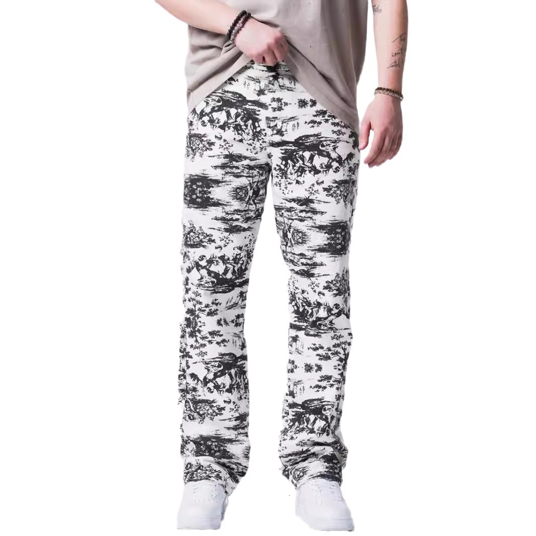 Mens casual workwear pants white camouflage pants for spring and autumn US size