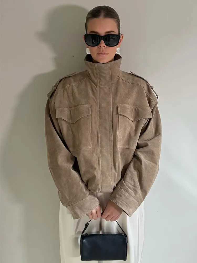HH Autumn Jacket For Women Long Sleeve Zipper Overcoat Bomber Jackets Loose Coats With Pocket Female 2025 Fashion Lady OutwearT260328