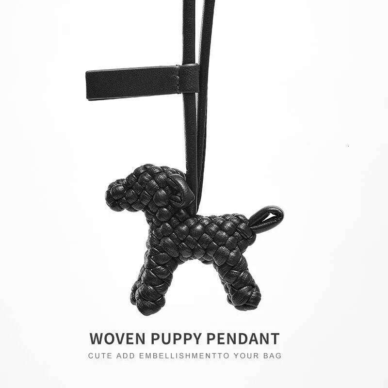 Woven Leather Dog Charm For Women S Keychain Pendant Animal Ornament Decoration Bag Accessories Clutch Bags