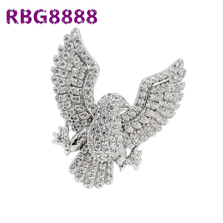 Trendy Hip Hop S925 Sterling Silver Electroplating Gold Pave Setting VVS GRA Moissanite Jewelry Mens Eagle Ring