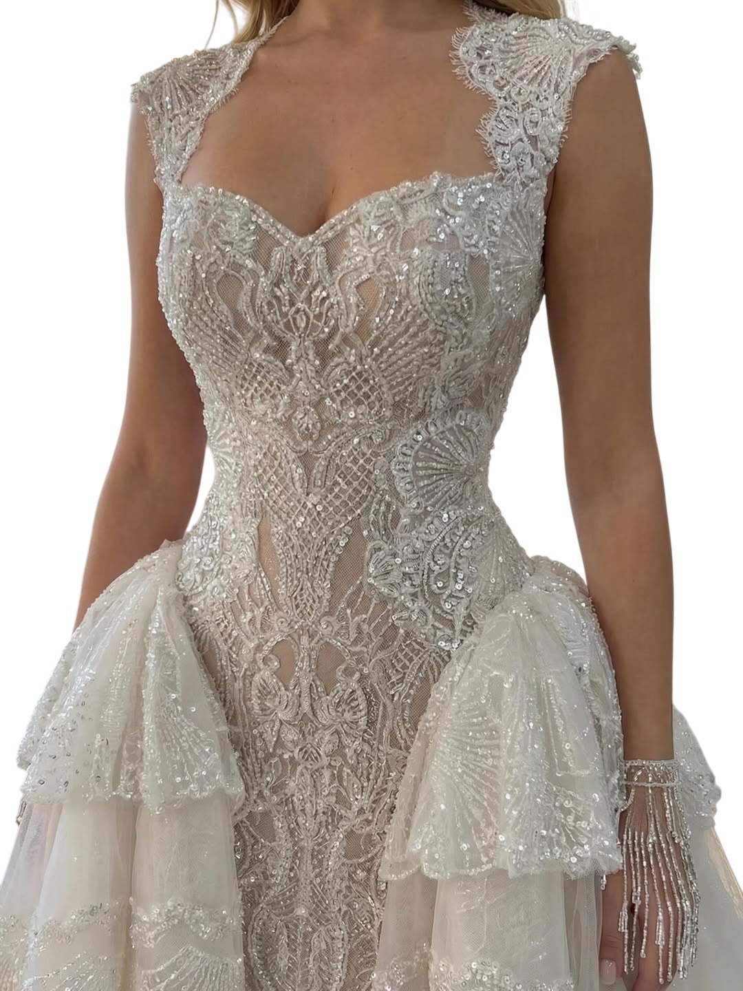 Luxury Ball Gown Wedding Dresses Sexy Sweetheart Sequin Beads Appliques Lace Bridal Gowns Sweep Train Customized Robe
