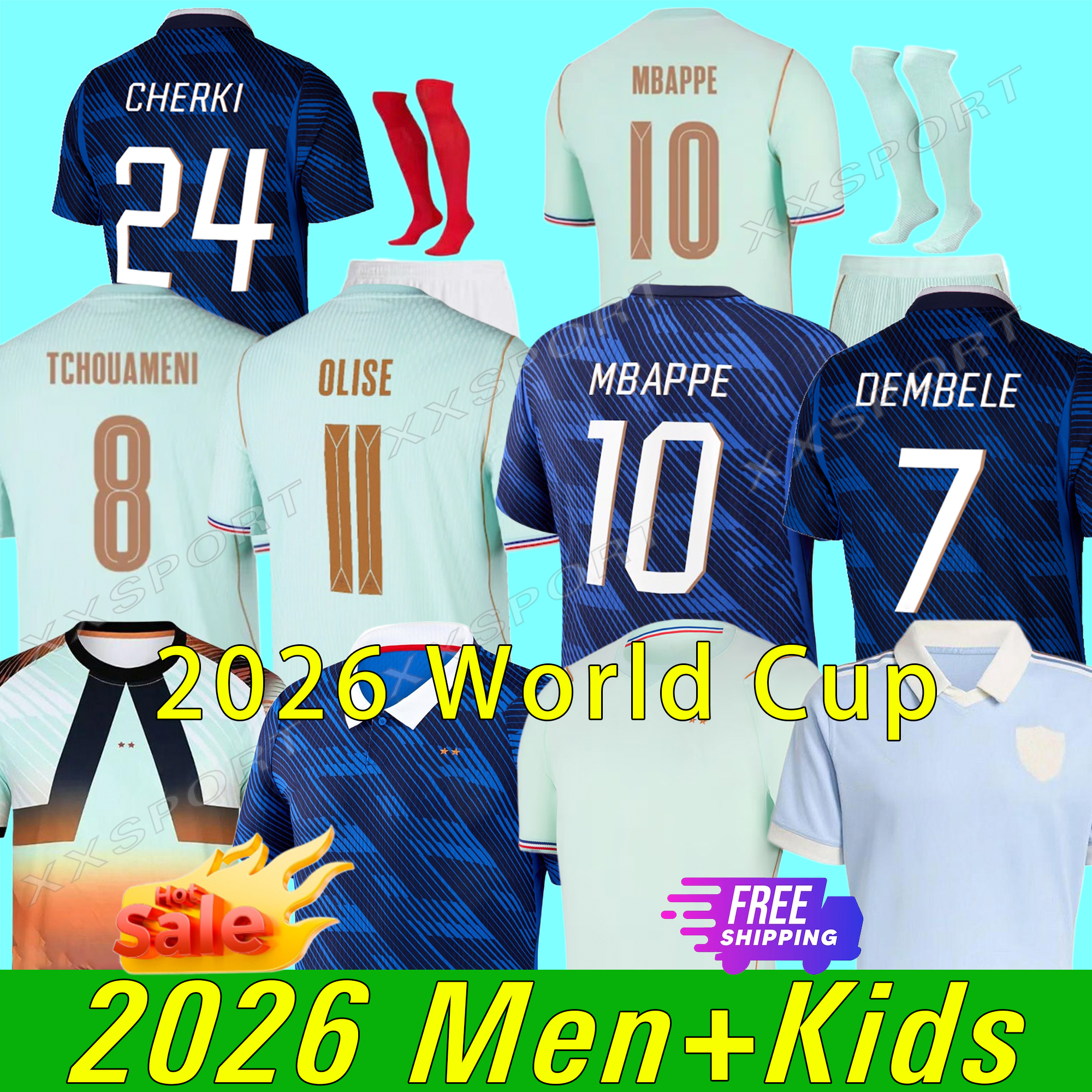 maillot france french soccer jersey 26 27 MBAPPE BARCOLA OLISE EKITIKE 2026 DEMBELE Maillots de football shirt maillot de foot Men kids kit enfants 120th RUGBY sets