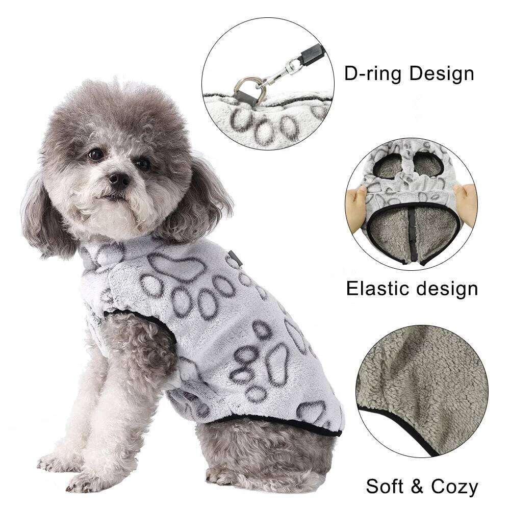 Reflective Pet Dog Jacket Coat For Small Medium Dogs Cats Winter Soft Fleece Puppy Footprint Clothes Yorkshire Clothing