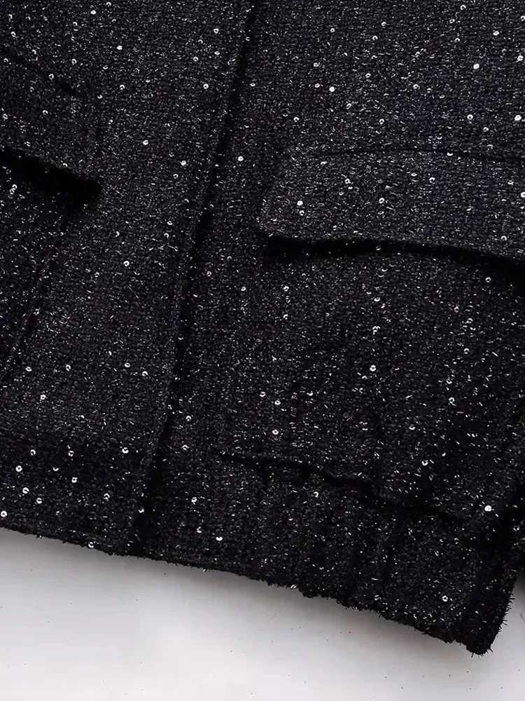 Women Shiny Sequin Jacket Y2k Gold Color Stand Collar Long Sleeve Short Coat Autumn Winter Ladies High StreetwearT260328