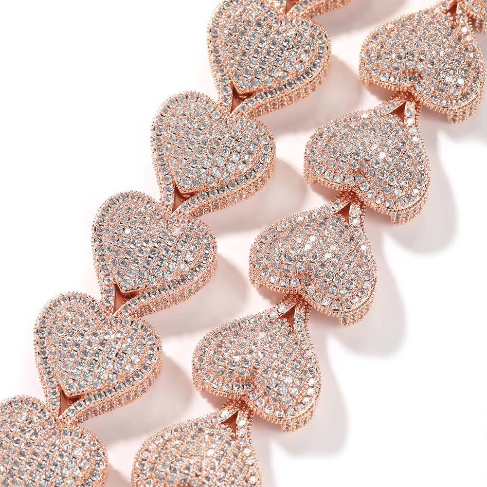 17mm Iced Out Bling Full Heart Bracelet Women Choker Hip Hop Jewelry