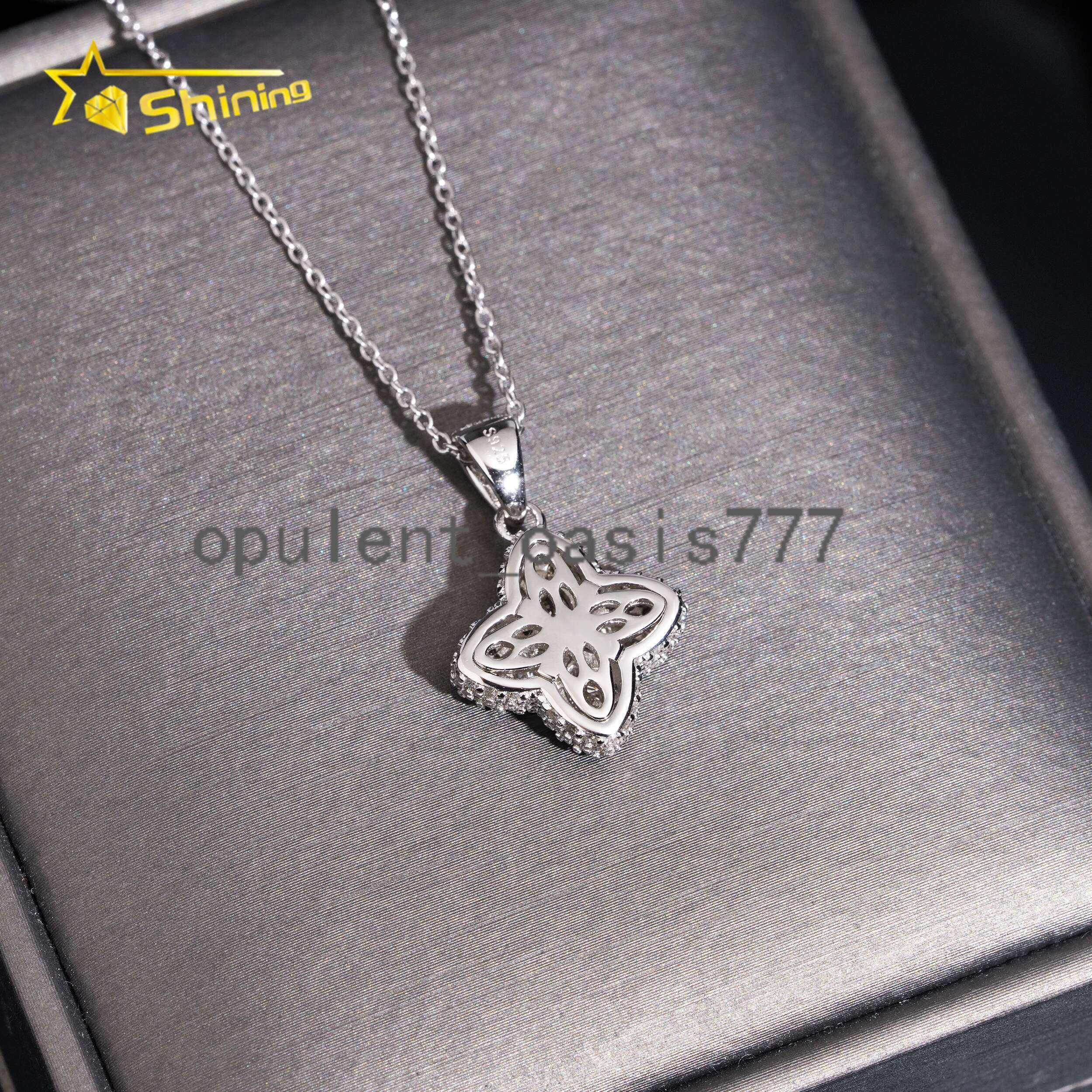 No Tarrifs USA Warehouse Stocks GRA Certification 925 Sterling Silver Hip Hop Iced Out VVS Moissanite Diamond Clover Pendant