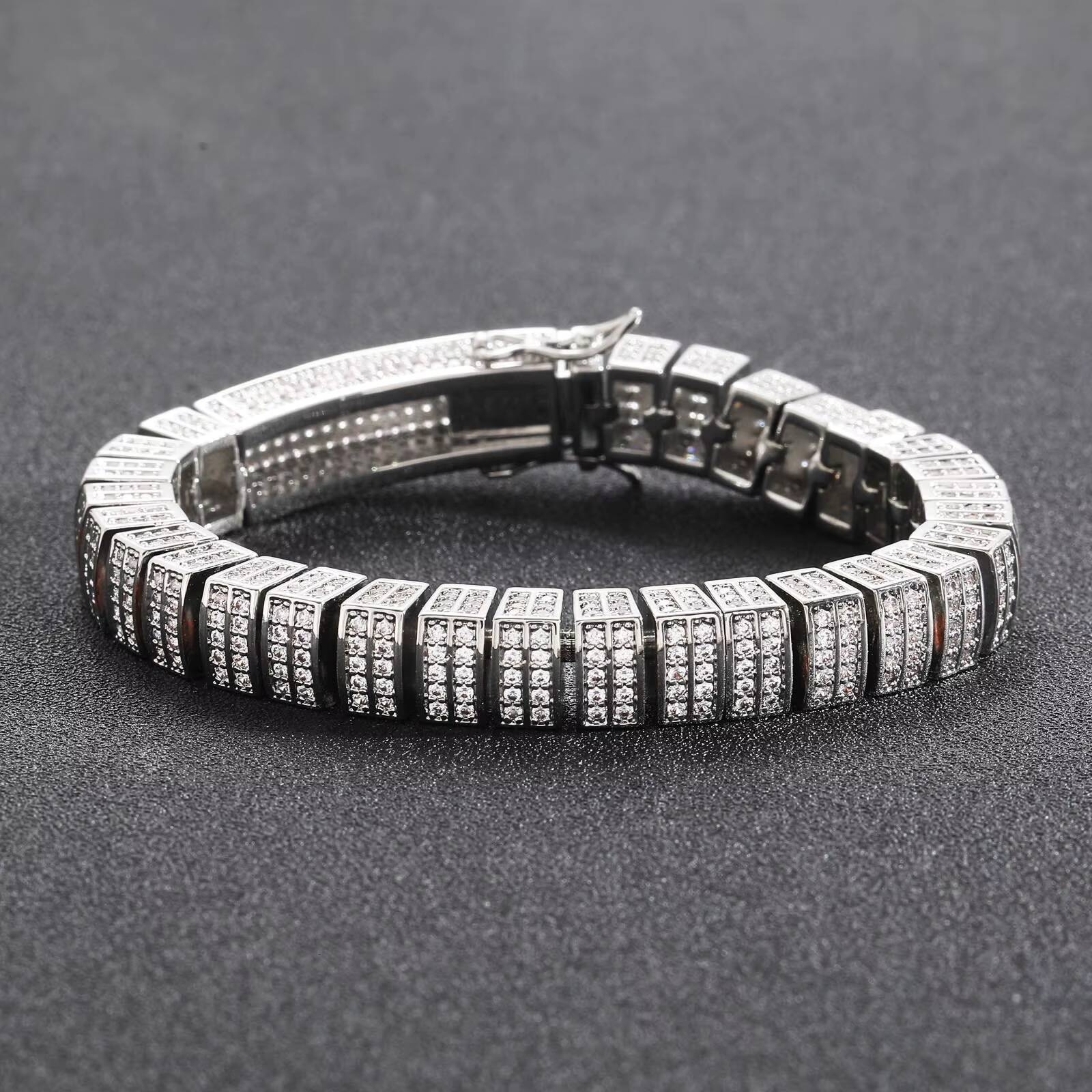 New 10mm Chain Hip Hop Bracelet with Micro Inlaid Moissanite Cuban Chain Personalized Trendy Brand Mens Chain Accessory Gift