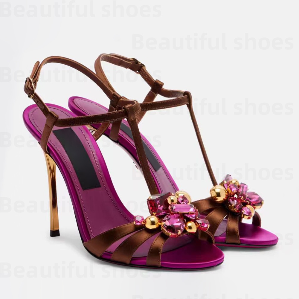 High quality Women's stiletto heel sandal pumps Luxury silk rhinestone exposed toes dress shoes business Party Evening Shoes fashion designer high heels