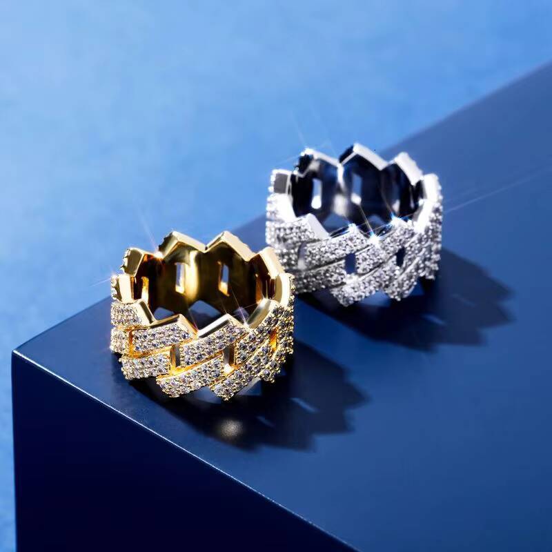 Men's Diamond Hip Hop Ring 10K Gold Full VVS Moissanite Hip Hop Ring Men's Style