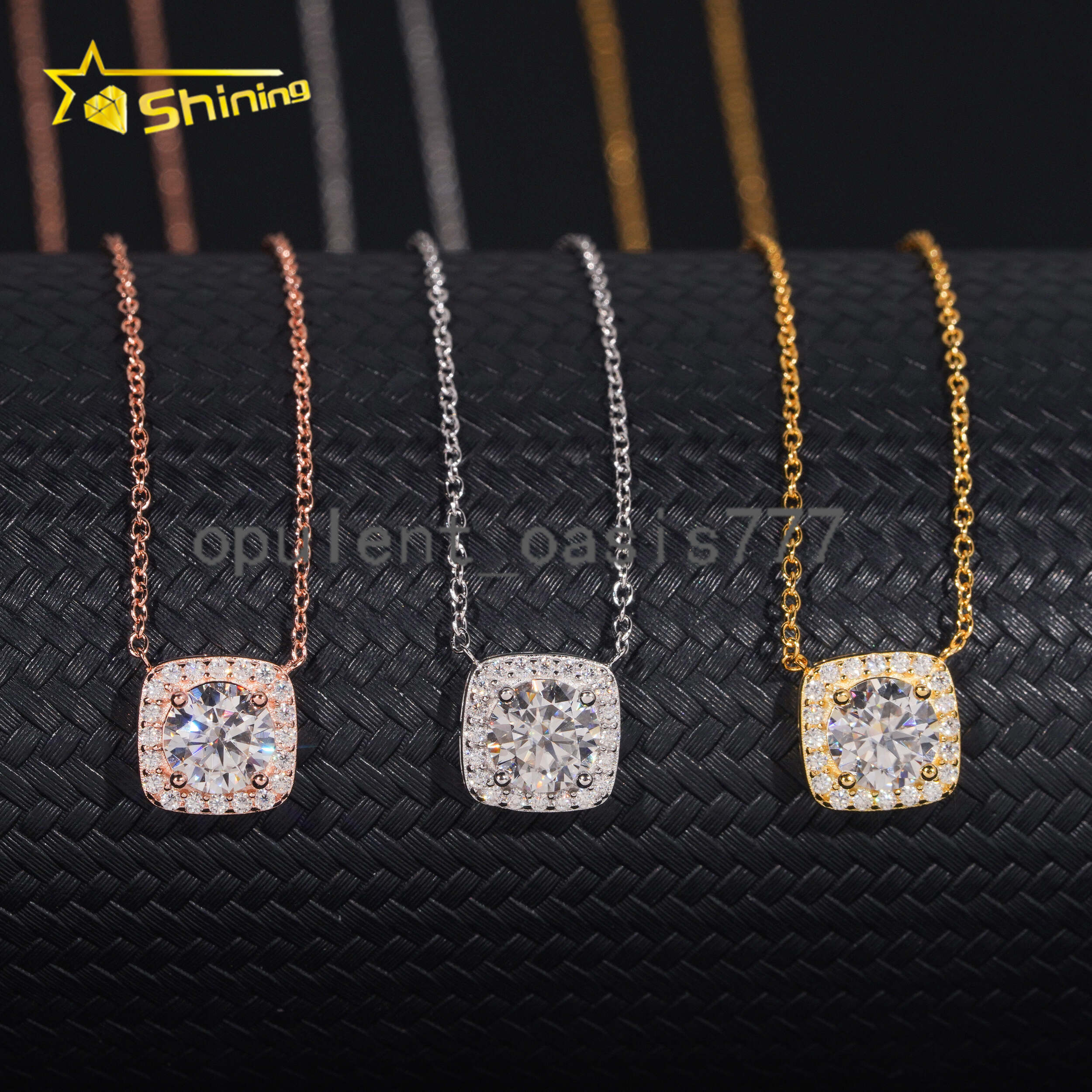 Hot Selling Christmas Present Fashion Necklace Charms 925 Sterling Silver Round Shape Moissanite Pendant Necklaces Women