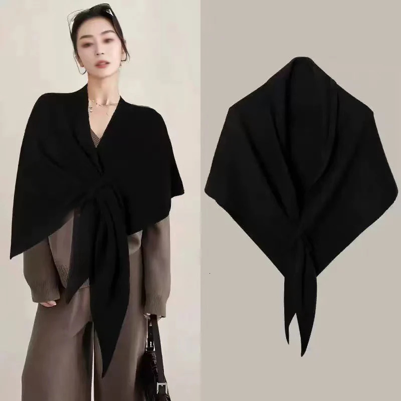 Version Womens Neck Wrap Autumn Winter Thickened Warm Shoulder Shawl Female Triangular Knitted Scarf 260325
