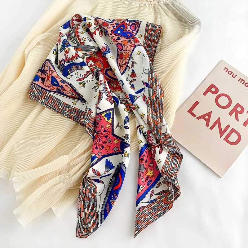 New 9090cm fashion Silk Scarf Scarftop Headwraps Women Vintage Four Seasons Hair Scarve Hijab Foulard Bandana Femme Headscarf Z260330