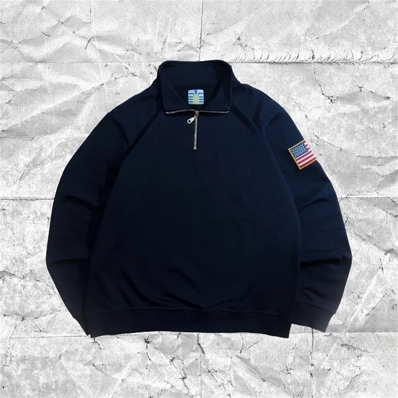 Y2K Retro Quarterzip Pullover Hoodie Embroidery Sweatshirt American Vintage Old Money Casual Streetwear Unisex Oversized Coat 260327