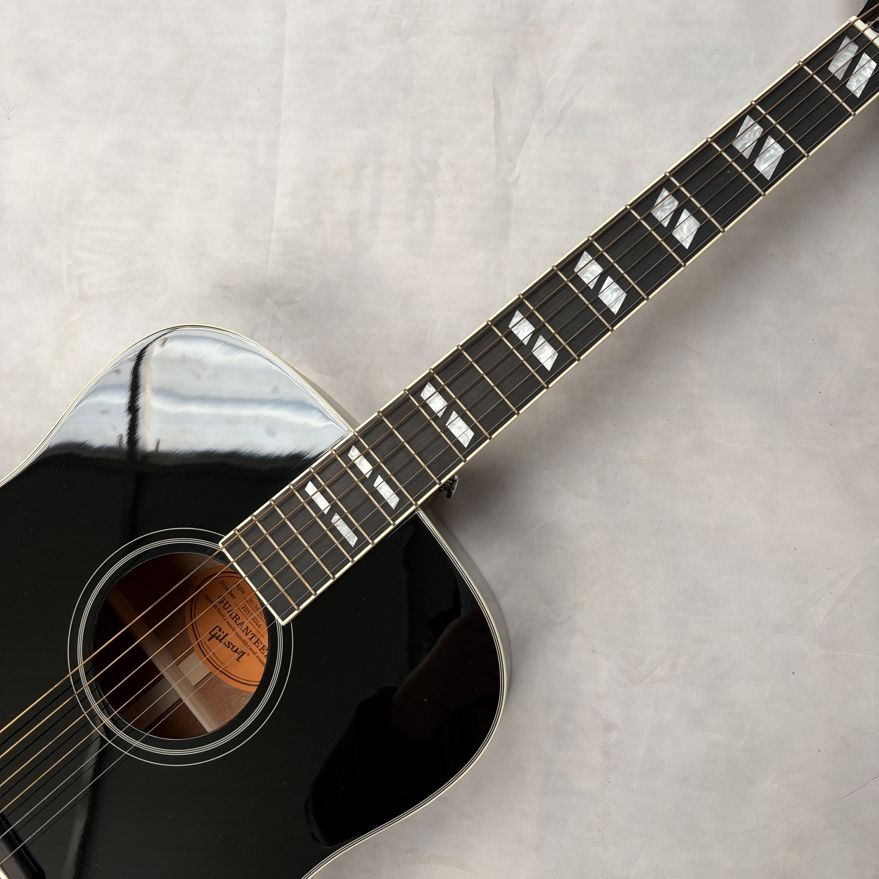 Black Acoustic Guitar Solid Spruce Top Professional Musical Instrument, 41 INCH With Case