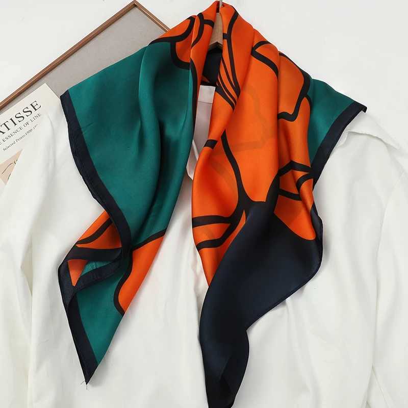 60Colors Luxury Scarf Women 7070Cm Silk Feel Square Hair Wrapping Foulard Satin Shawl Big Size Head Bandana Hijab Handkerchief Z260330