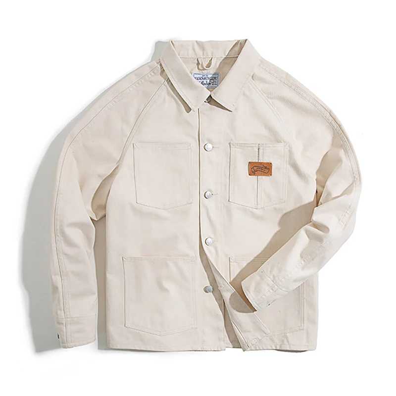 Maden Women Cotton Seed Shell Denim Jacket 135OZ 4-pocket Design Vintage Cargo Jackets Outdoor Streetwear White Denim CoatT260328