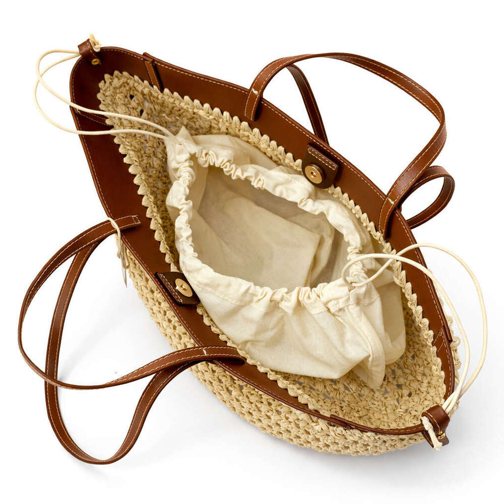 Unique Design Casual Straw Tote Bag For Women New Patchwork Woven Summer Beach Bag Shoulder Handbag