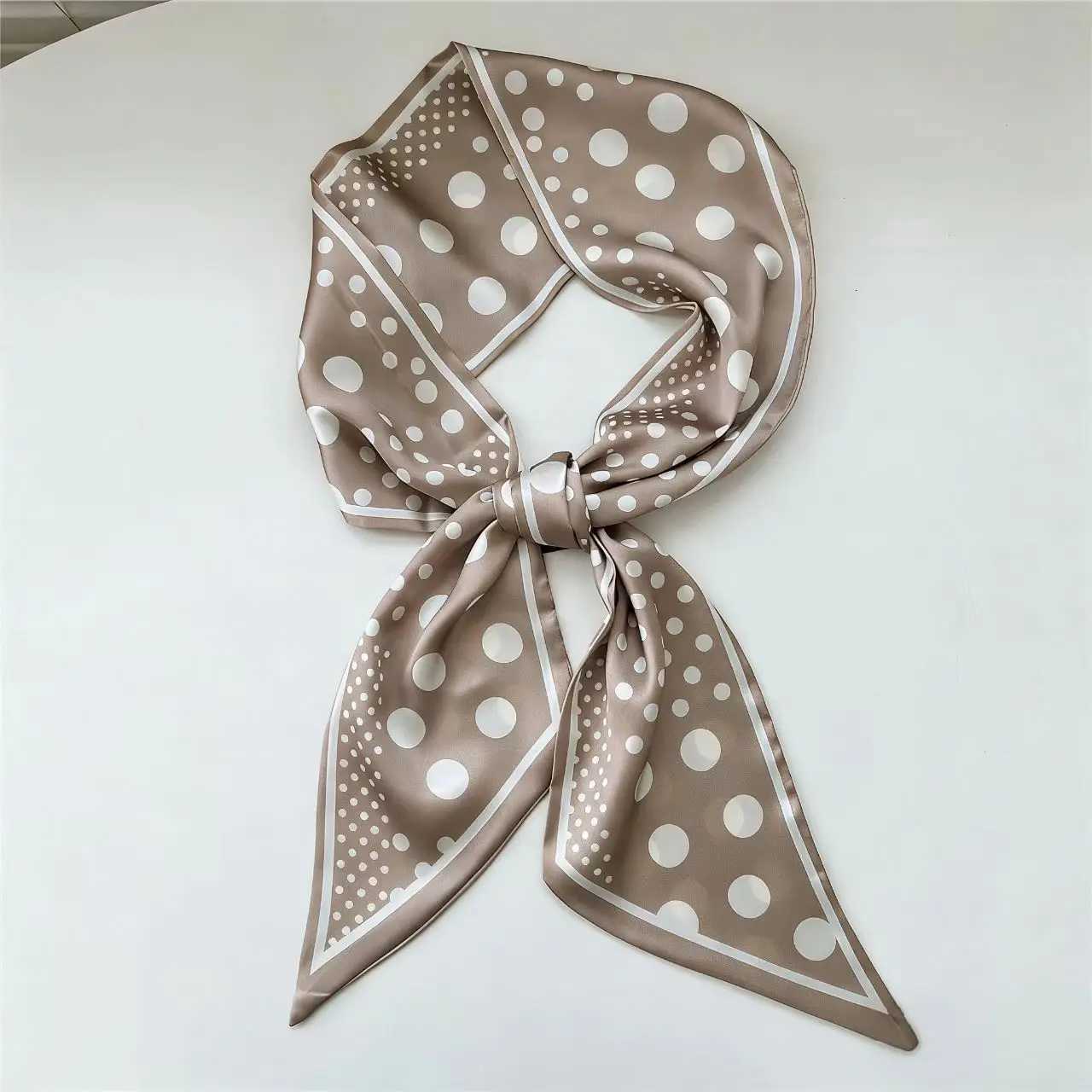 2026 New Dotted Silk Scarf band Wraps Fem Neckerchief French Korean Style Scarves Printed Scarf Small Long Scarf 15145cm X260328