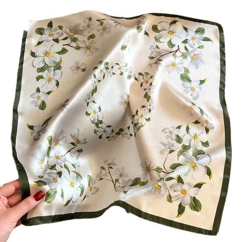1pcs 70cm Lily Flower Pattern Silk Scarf Women Simulated Silk Fresh and Fashionable Versatile Headwear Clothing and Square Scarf Z260330