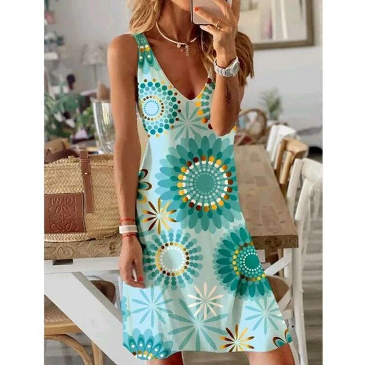 2026 Summer Gradient ral Dot Printed Sleeveless Holiday Dress with Versatile Style and New Trendy Clothing Ins
