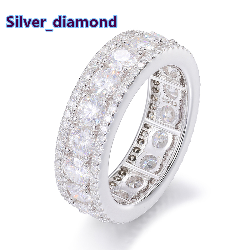 Wholesale High Quality Fashion Luxury Hip Hop Cuban Iced Out 925 Sterling Silver Moissanite Ring for Men and Women