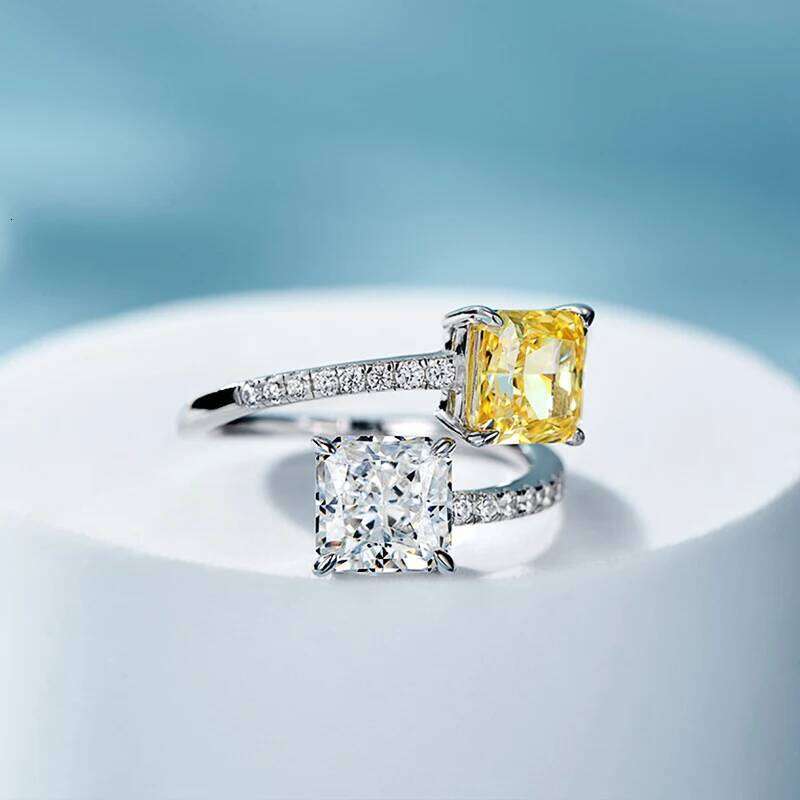 Ring Style Adjustable Ring With Bright Princess Square CZ Female Engagement Party Accessories Fashion Weddings Design Jewelry Gift Visionice