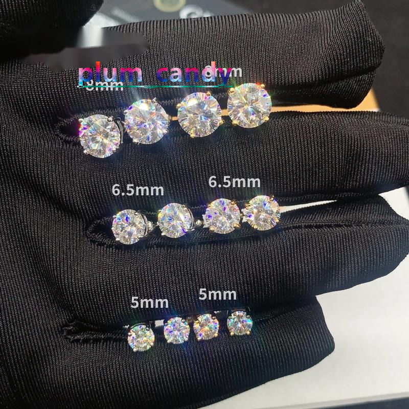 Ready to Ship Sterling Silver 925 Cherry Blossom Cut Moissanite Earrings Women Fashion VVS Round Shape Diamond Ear Studs