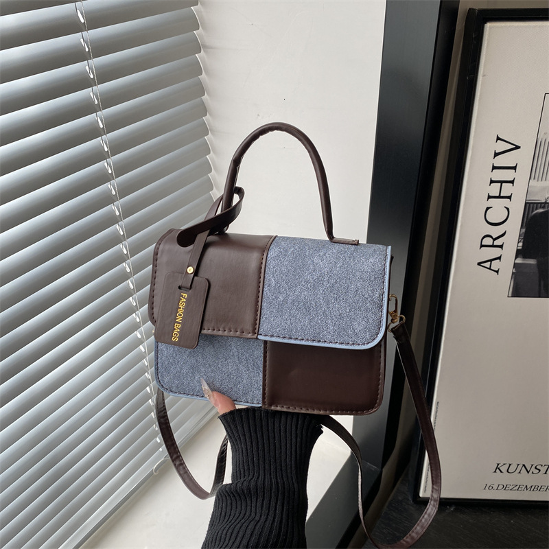 Free Shipping High Value Niche Design Patchwork Color-Block Small Square for Women 2025 New Textured Simple Crossbody Fashion Shoulder Bag