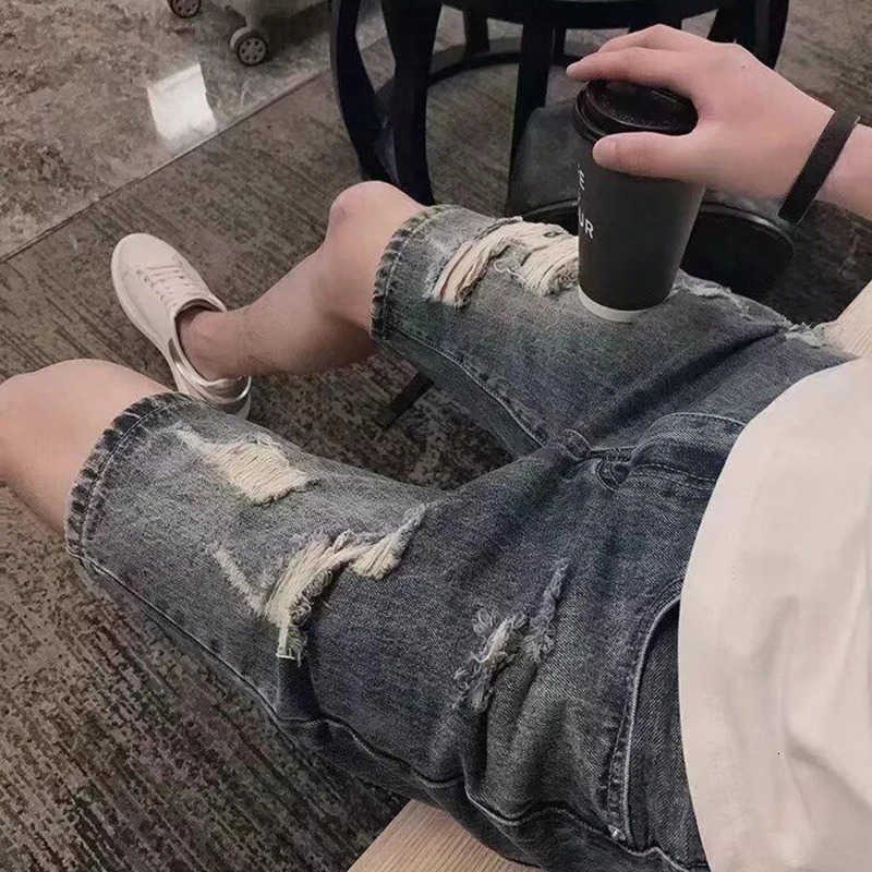 2025 Mens Distressed Denim Shorts Summer Baggy Ripped Jeans Straight Leg Casual Loose Fit Five Inch Beach Shorts Y2K Streetwear H260330