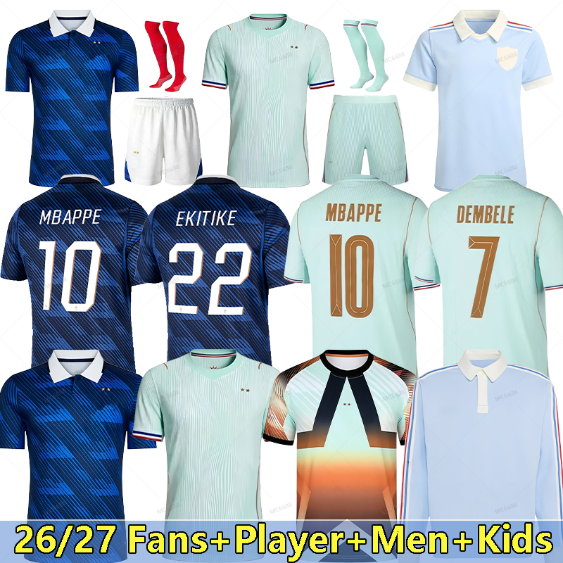france jersey world cup 2026 French Soccer Jerseys MBAPPE GIROUD DEMBELE EKITIKE Olise GRIEZMANN Kids Women retro Football tops Shirt maillot de foot ZIDANE vintage
