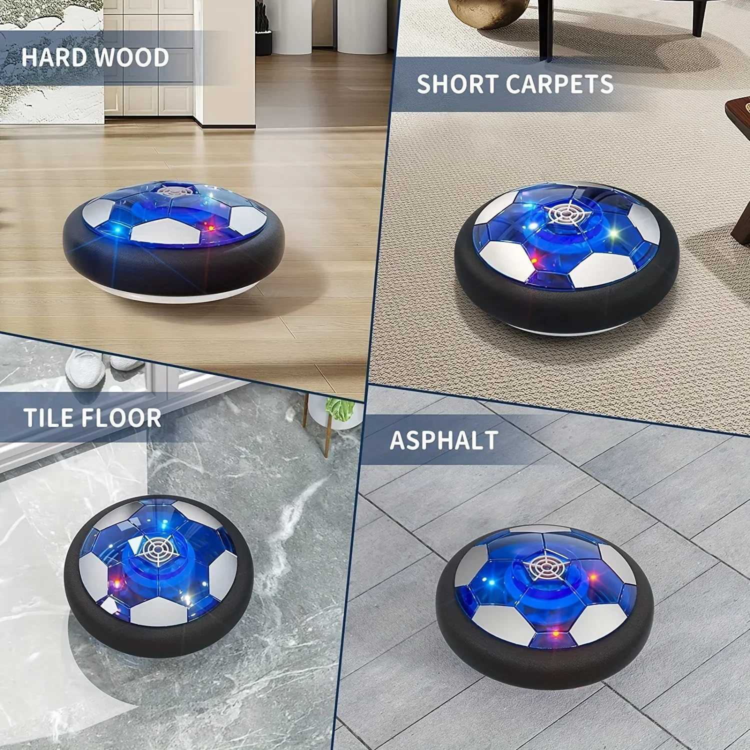 18cm Rechargeable Hover Soccer for Boys and Girls Air Floating Soccer with LED Lights and Foam BumpersT260330