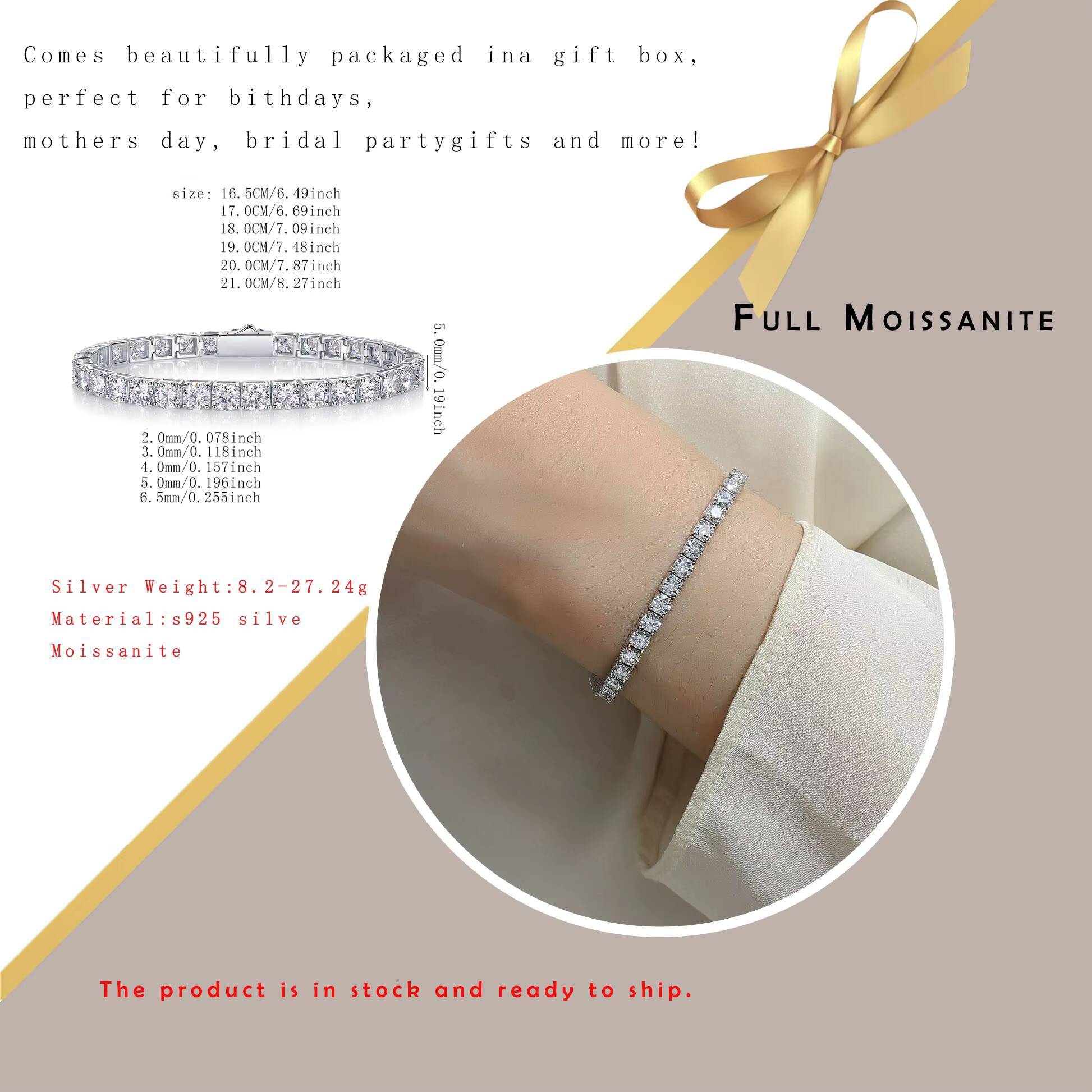 Factory Direct 925 Silver Moissanite Tennis Bracelets Set Elegant Tennis Jewelry for Women Gift Special Offers