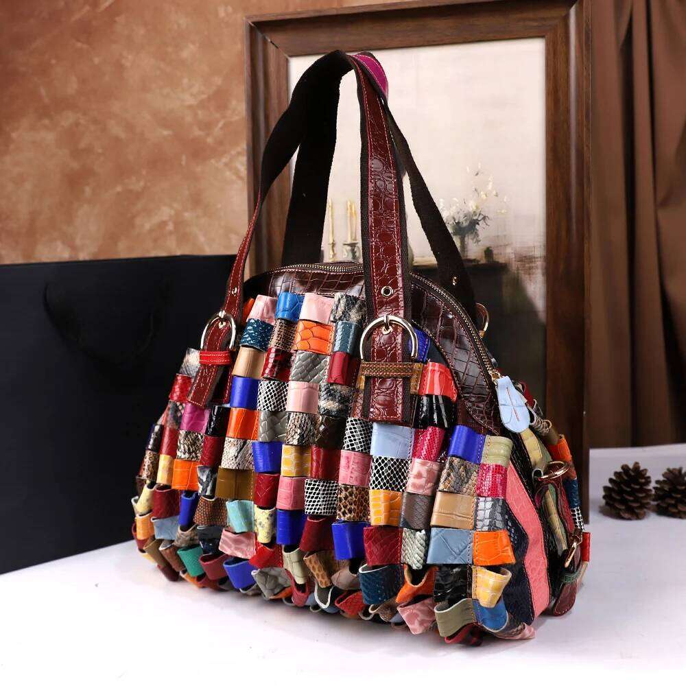 2025 New Leather Women's Bag, Casual Large-Capacity Handbag, Colorful Retro Single-Shoulder Crossbody Bag For Ladies