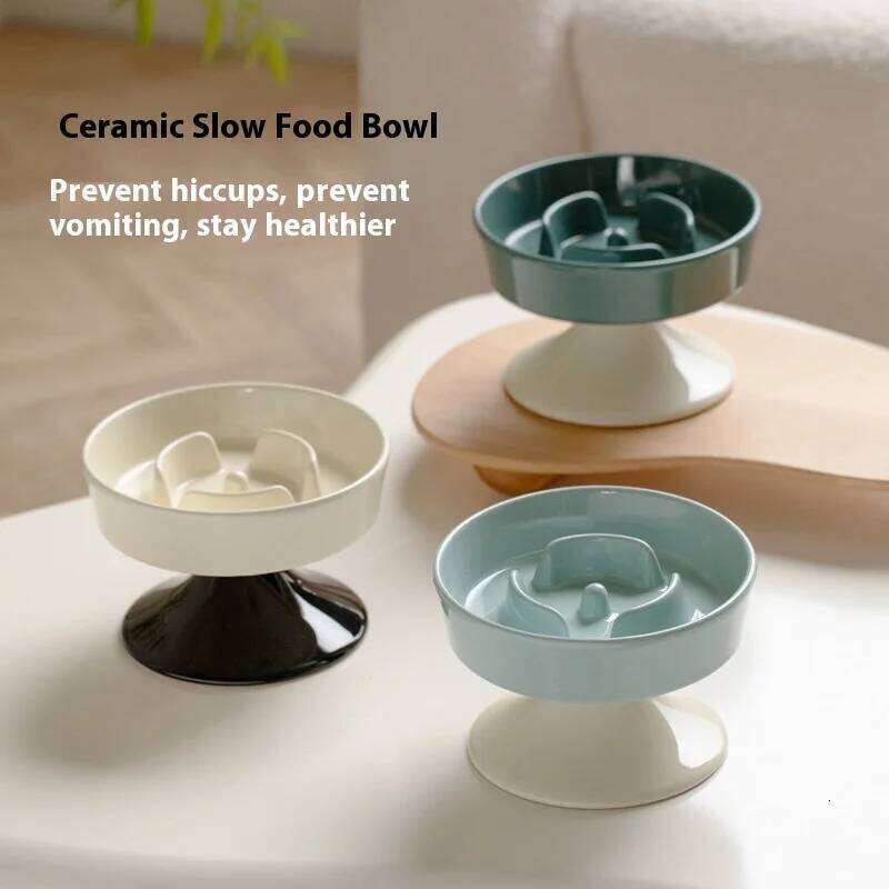 Ceramic Feeder Neck Protection Cat Food Bowl Elevated Anti-Choke Slow Eating Large Capacity Dog Pet Supplies 26W0330
