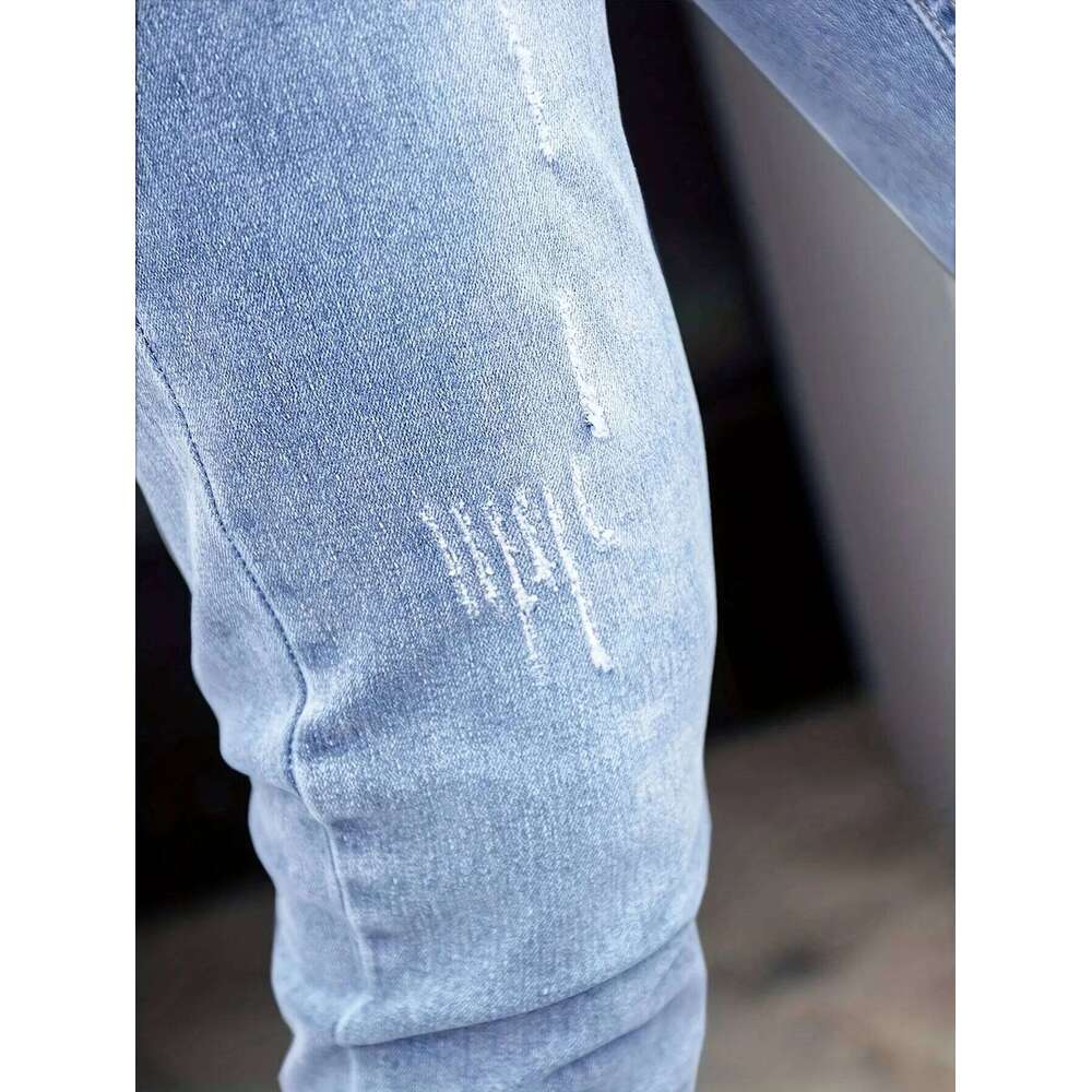 Autumn New Men's Stretch Jeans European American Fashion Casual Vintage Washing Feet Elasticity Denim Trousers Male 26Y0330