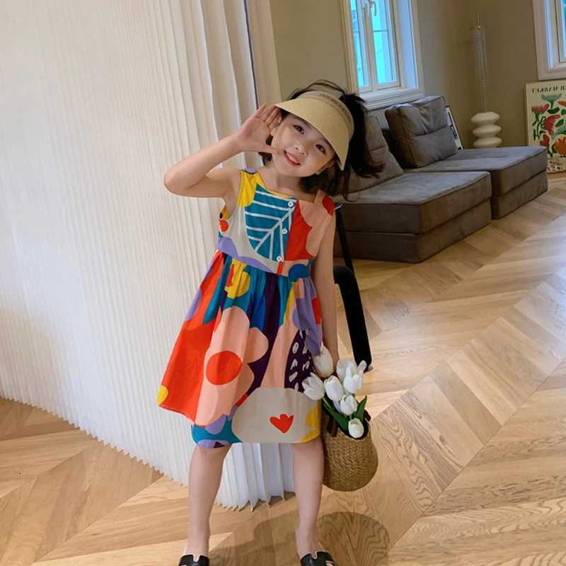 Humor Bear Summer Sundress Girls Dress Casual Color Contrast Clothing Jumper Striping Holiday Wear Childrens ClothingT260330