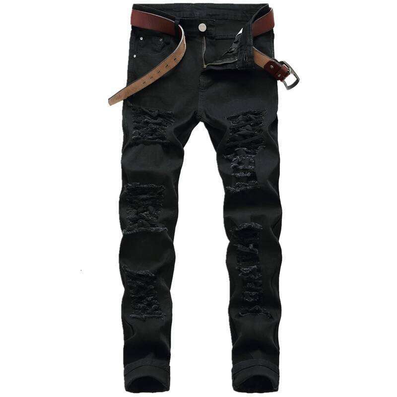 2026 Straight Hole Destruction Distressed Jeans Men Denim Trousers Fashion Designer Brand White Pants Asian Size 29-42. 26Y0330